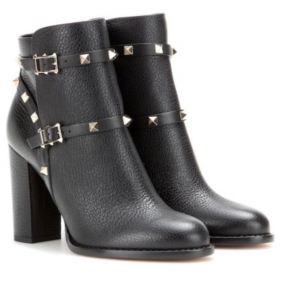 Valentino pebbled leather stacked heel booties 6